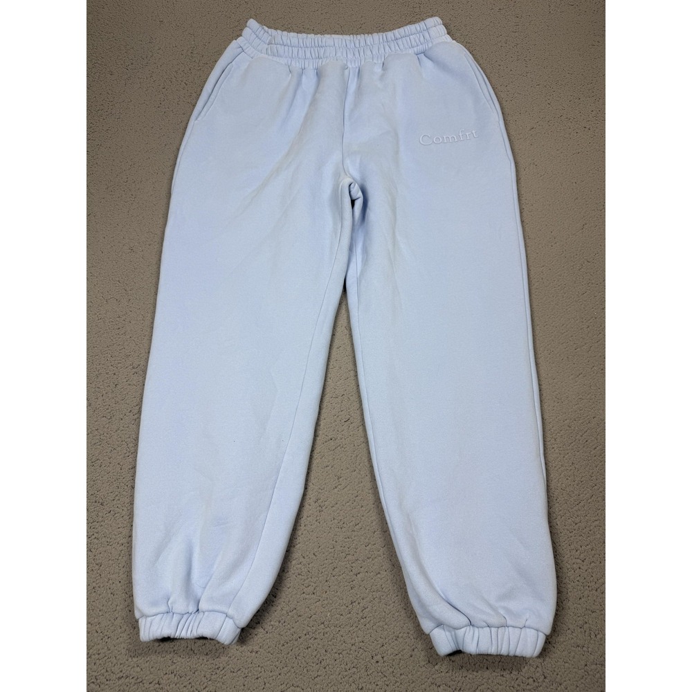 Comfrt Sweatpants Mens Large Blue Fleece Joggers Elastic Cuff Lounge Athletic
